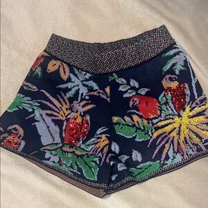 Zara Colorful Parrot Print Shorts with sequins - size small- beautiful & elegant